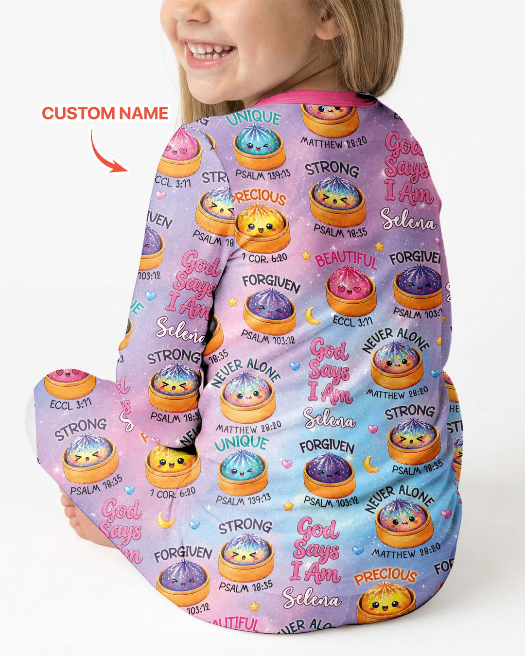 God Says I Am Glitter Dumpling Custom Name Bamboo Two Piece Long Sleeve Pajama Set