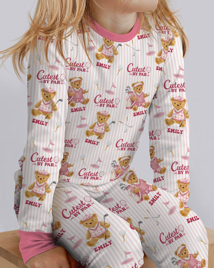 Cutest By Par Custom Name Bamboo Two Piece Long Sleeve Pajama Set