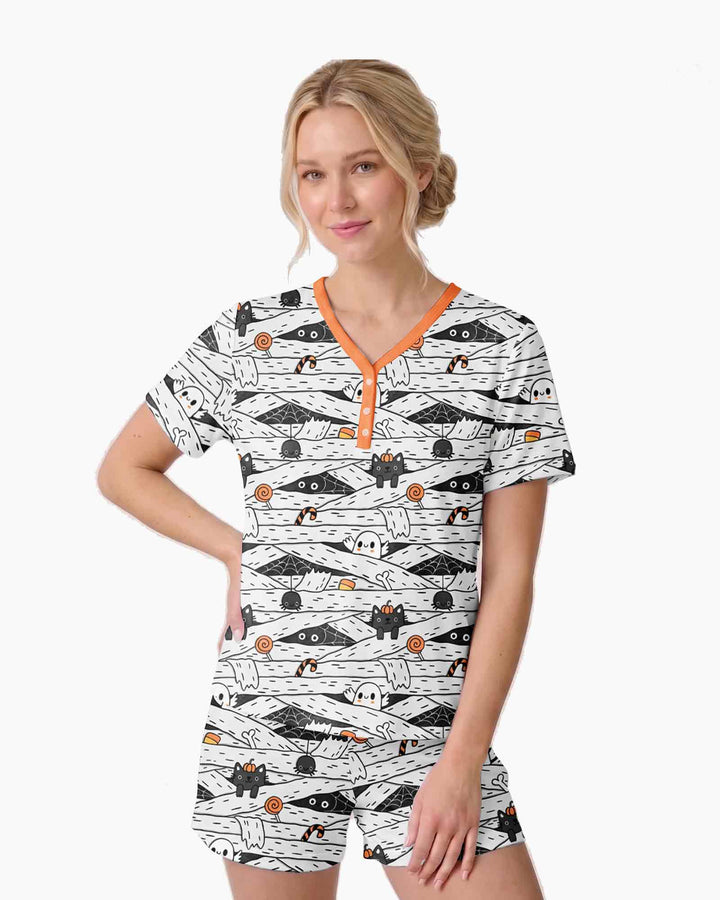 Little Mummy Crew Bamboo Women Short Sleeve Short Pajama Set