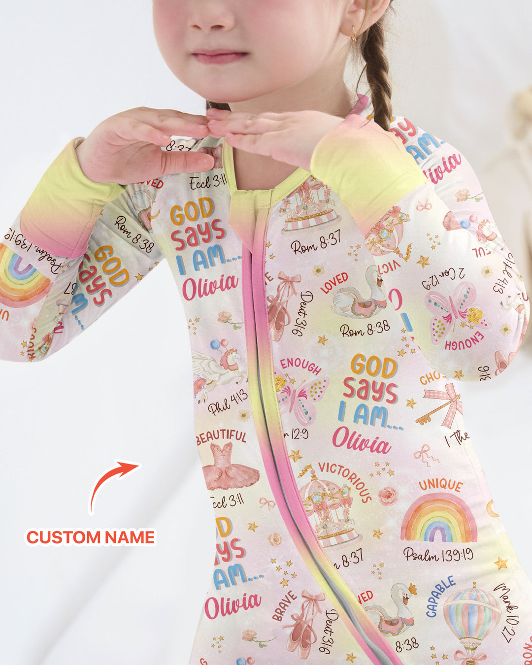 God Says I Am- Ballerina Custom Name Bamboo Convertible Zippy