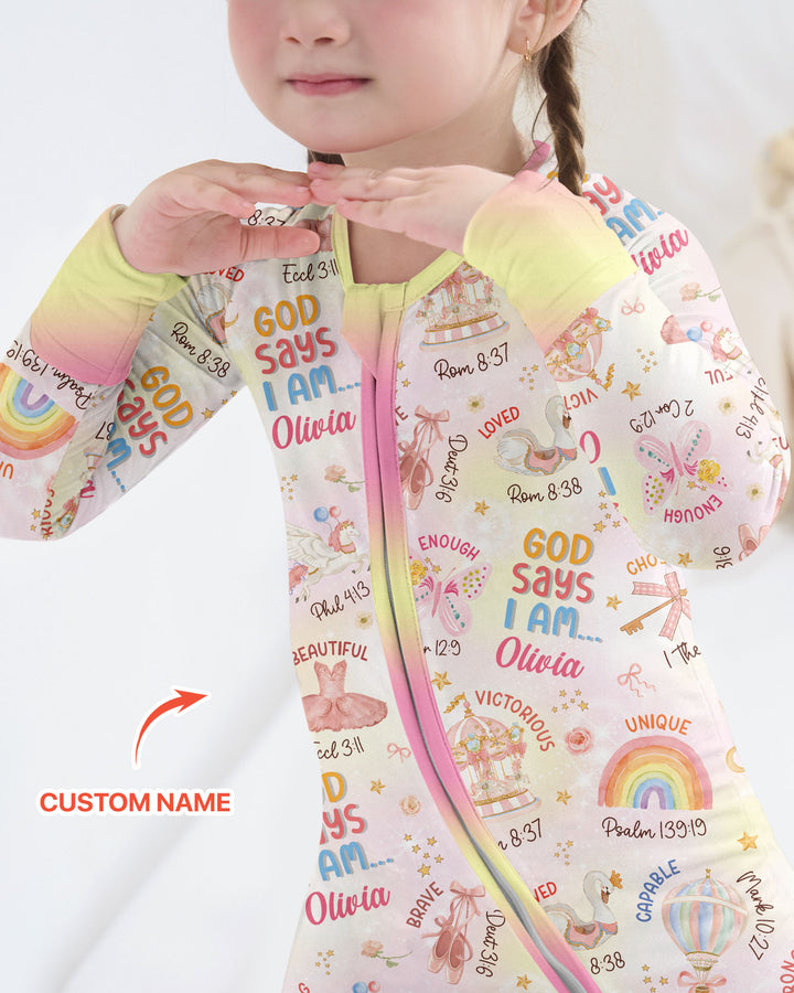 God Says I Am- Ballerina Custom Name Bamboo Convertible Zippy