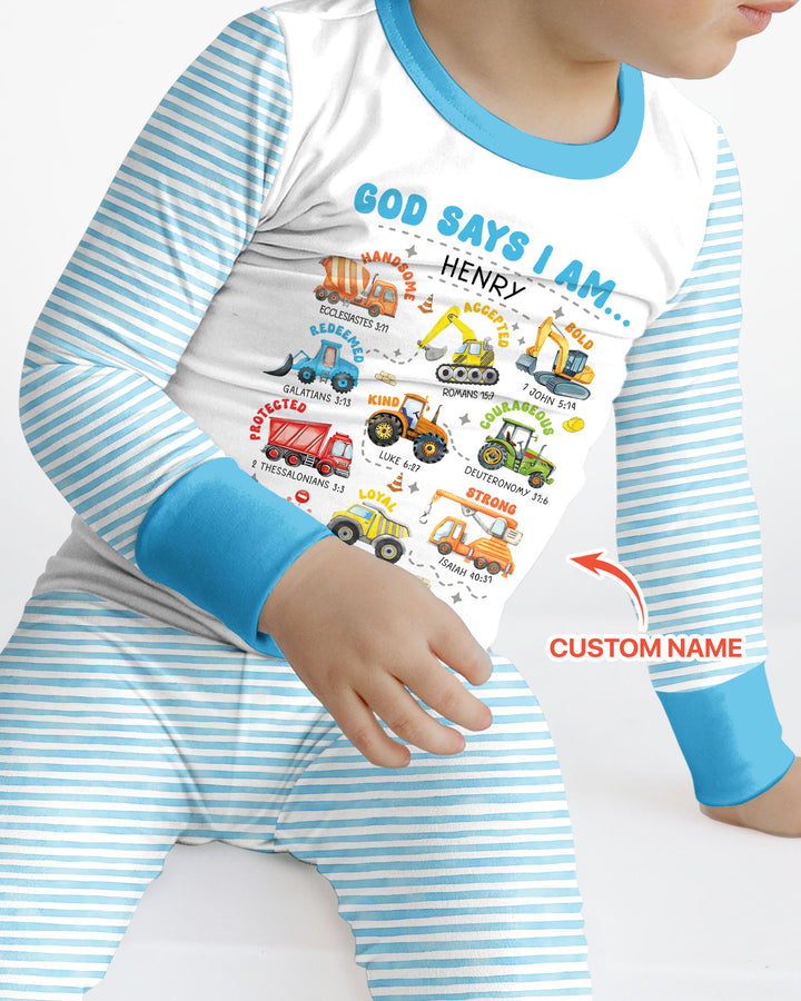 Personalized God Says I Am Bamboo Two Piece Long Sleeve Pajama Set