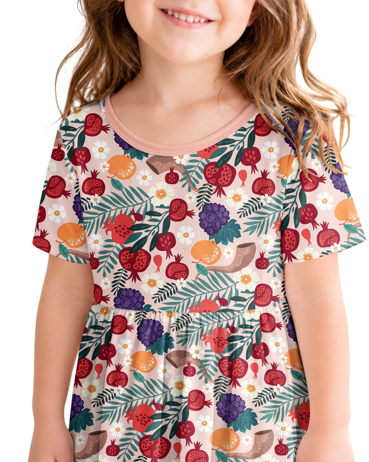 Pomegranate Blessings Night Family Matching Bamboo Twirl Dress