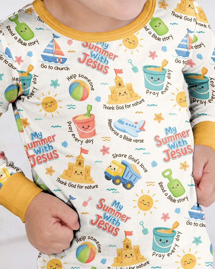 Zweiteiliges Langarm-Pyjama-Set mit Sommerfrüchten