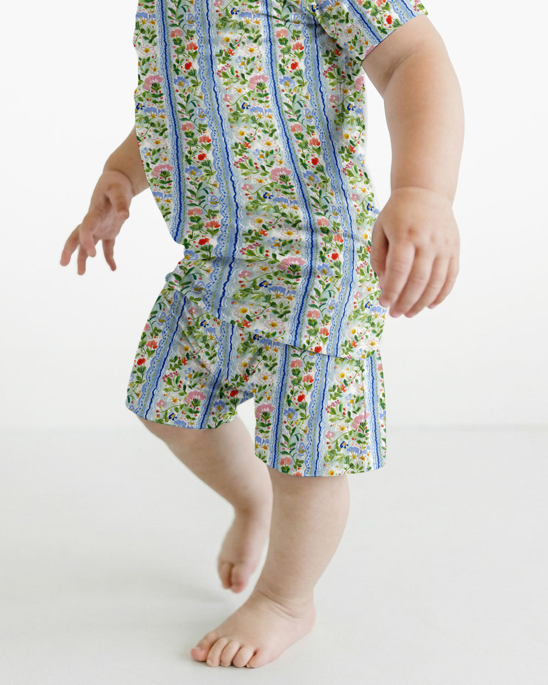 Pastel Floral Girl Bamboo Two Piece Short Sleeve Shorts Pajama Set