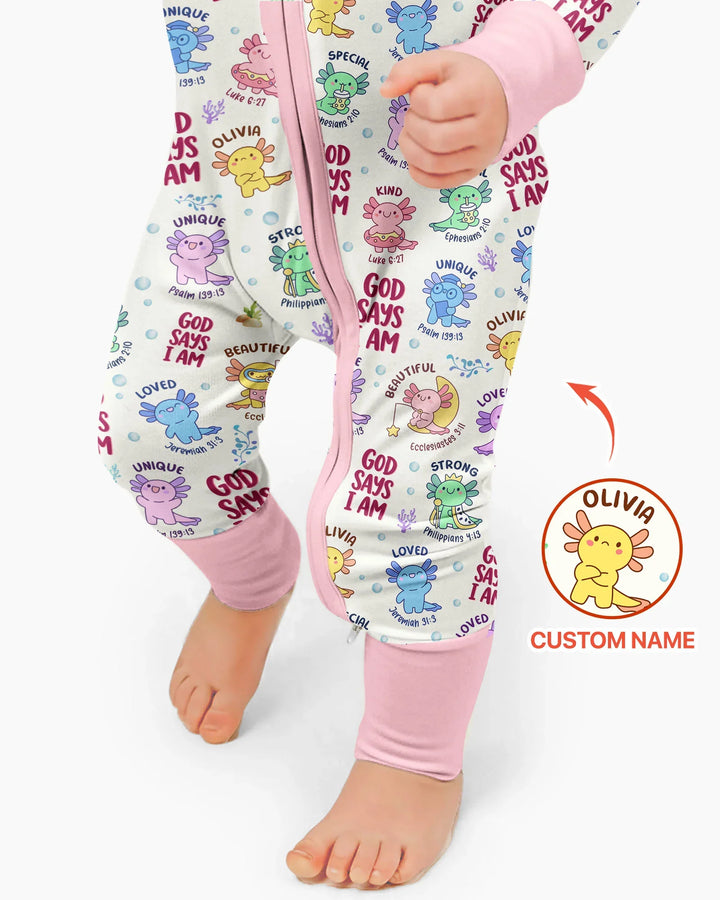 Axolotl God Says I Am Custom Name Bamboo Convertible Zippy