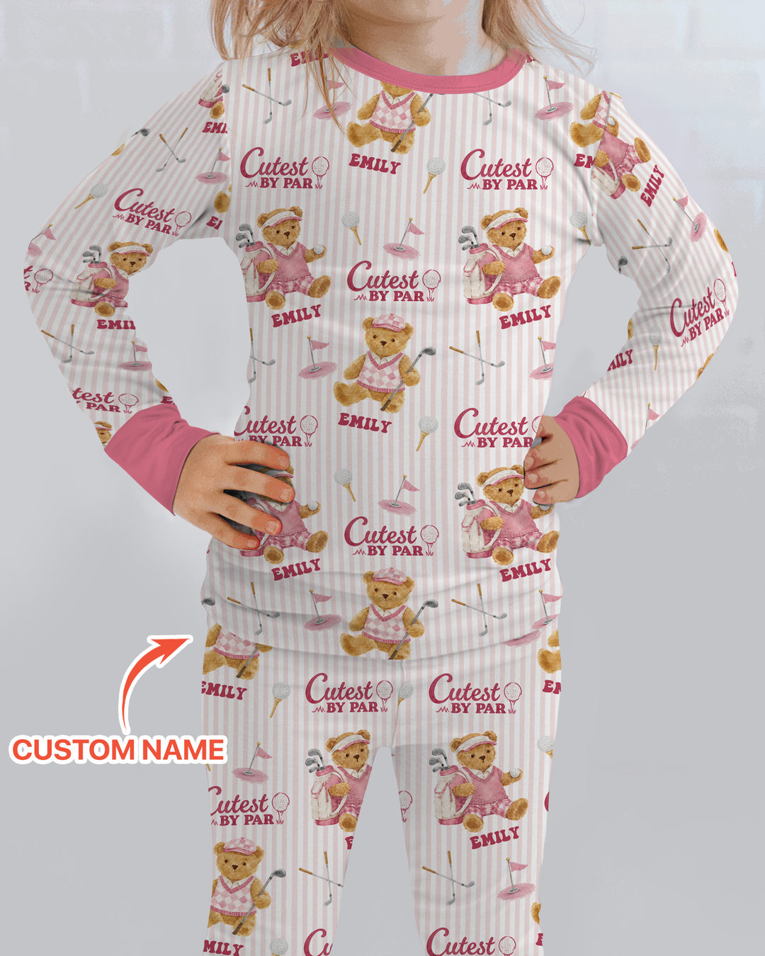 Cutest By Par Custom Name Bamboo Two Piece Long Sleeve Pajama Set