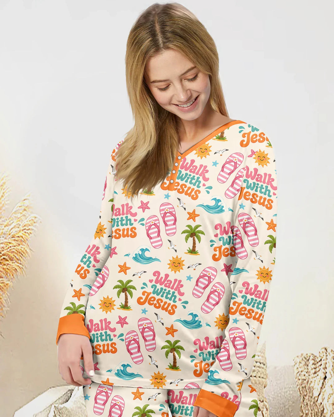 Groovy Summer Walk With Jesus Bamboo Women Pajama Set