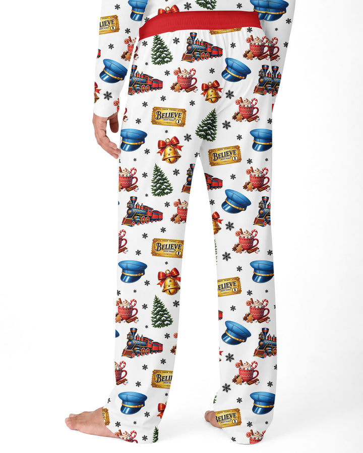 Custom Name Believe Polar Express Christmas Bamboo Men's Pajama Set