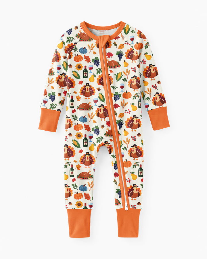 Thanksgiving Turkey Wine Harvest Bamboo Convertible Zippy