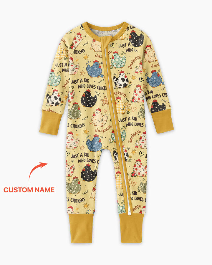Custom Name Just A Kid Who Loves Chickens Bamboo Convertible Zippy