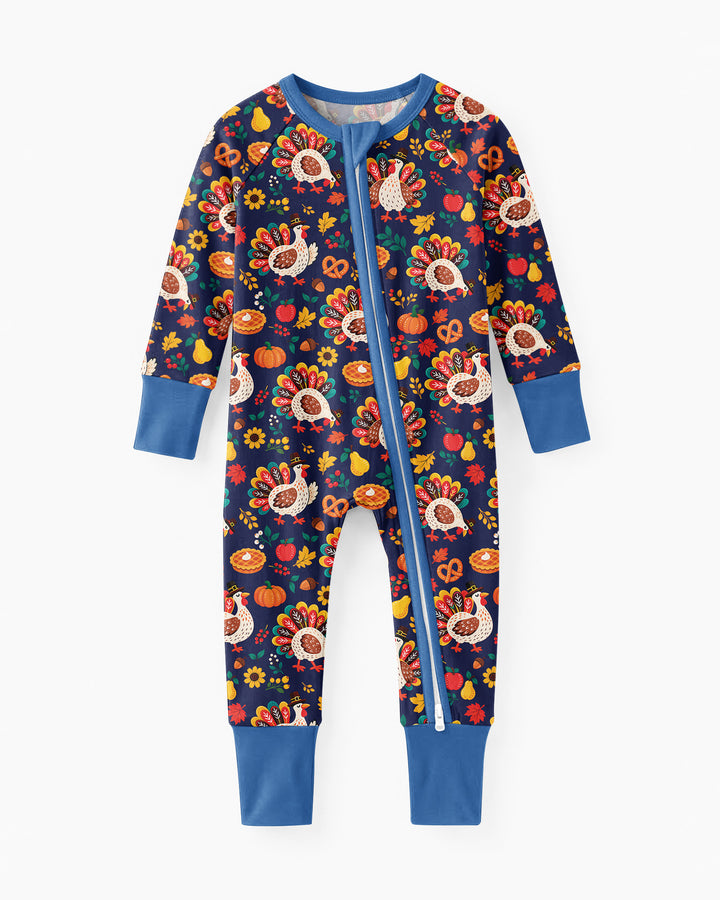 Festive Turkey Fall Harvest Bamboo Convertible Zippy