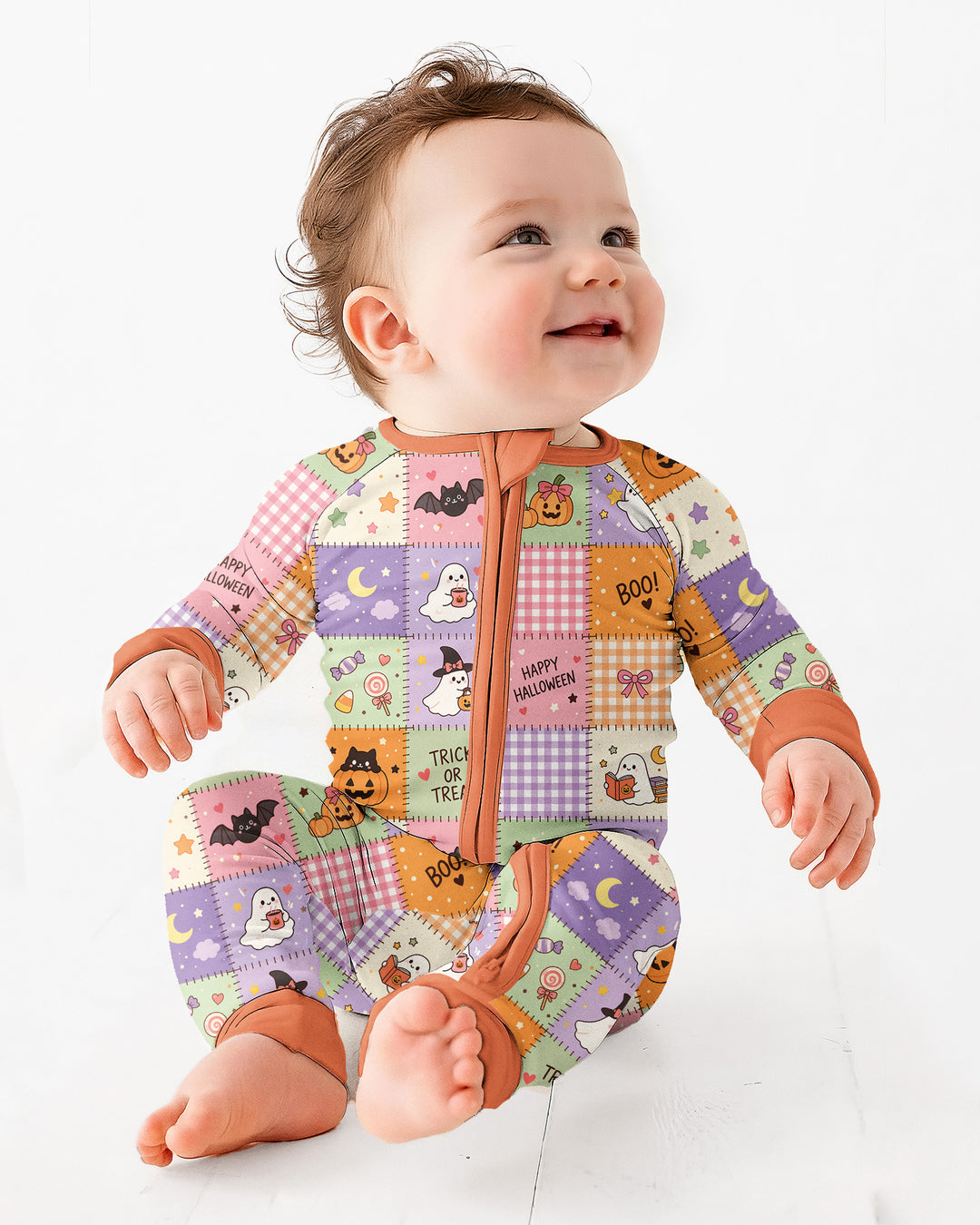 Cute Halloween Trick Or Treat Patchwork Bamboo Convertible Zippy
