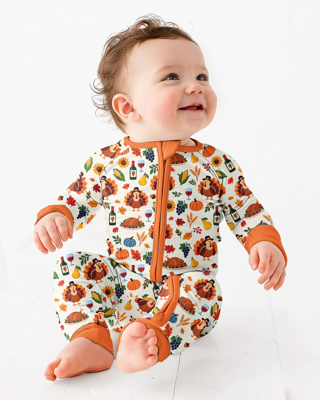 Thanksgiving Turkey Wine Harvest Bamboo Convertible Zippy