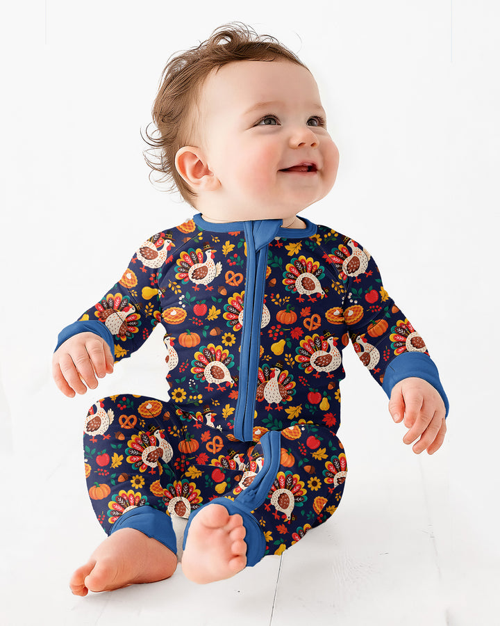 Festive Turkey Fall Harvest Bamboo Convertible Zippy
