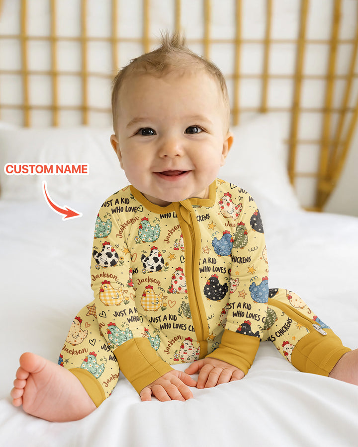 Custom Name Just A Kid Who Loves Chickens Bamboo Convertible Zippy
