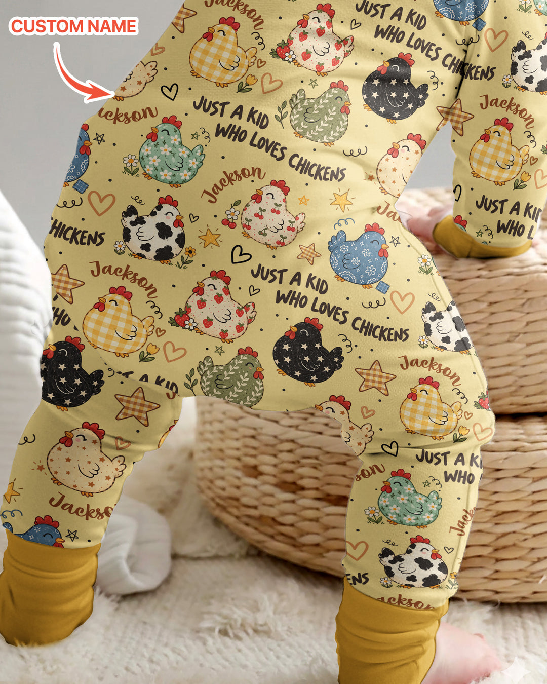 Custom Name Just A Kid Who Loves Chickens Bamboo Convertible Zippy