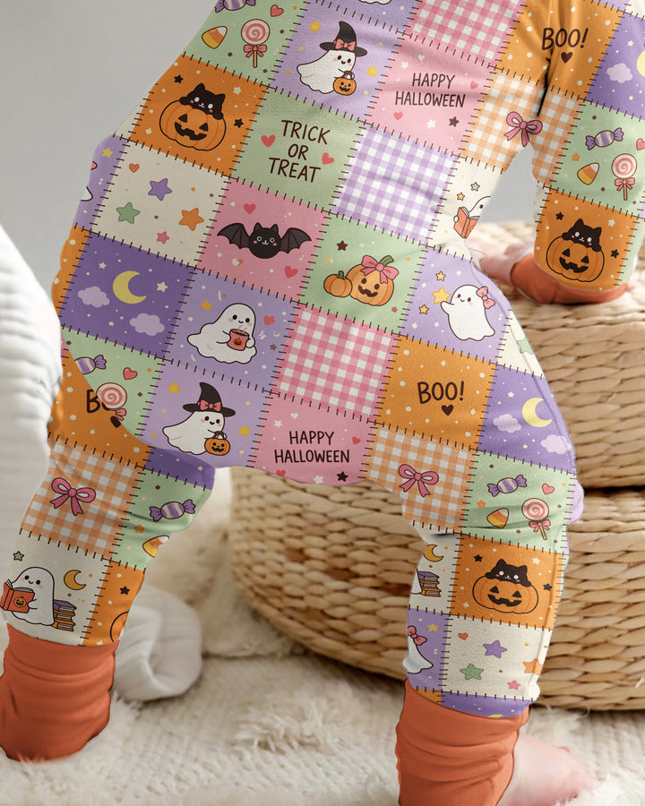 Cute Halloween Trick Or Treat Patchwork Bamboo Convertible Zippy