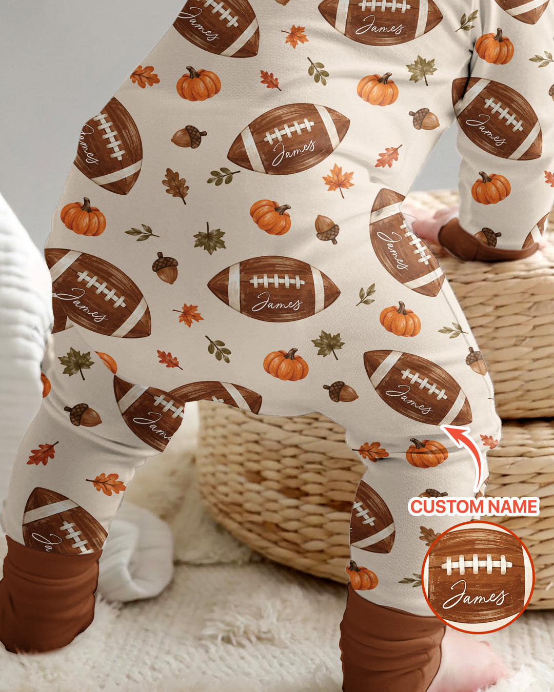 Custom Name Football Season Happy Fall Bamboo Convertible Zippy