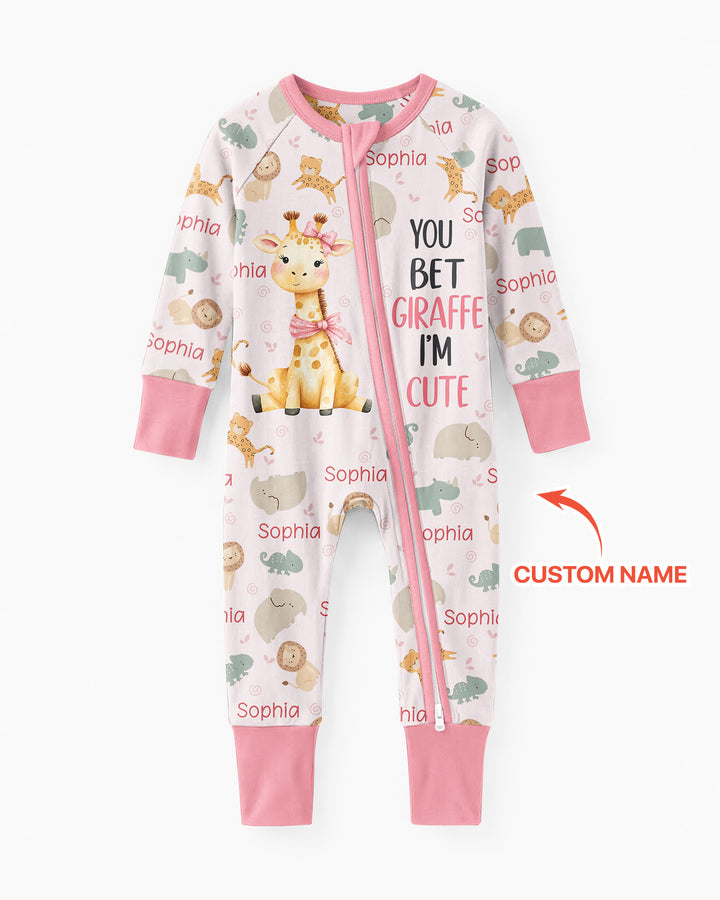 You Bet Giraffe I'm Cute Custom Name Bamboo Convertible Zippy