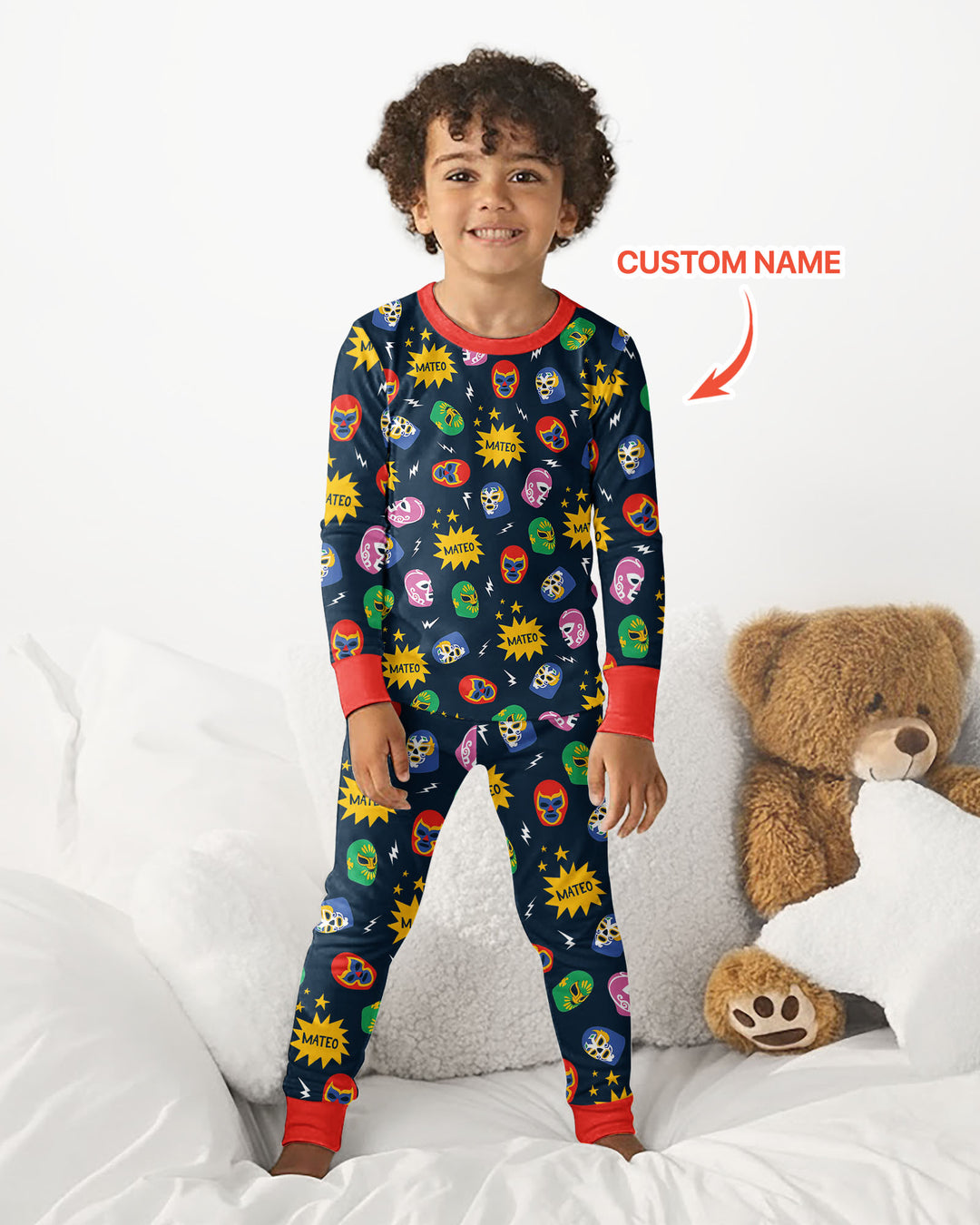 Lucha Libre Custom Name Bamboo Two Piece Long Sleeve Pajama Set