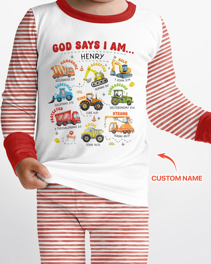 Personalized God Says I Am Bamboo Two Piece Long Sleeve Pajama Set