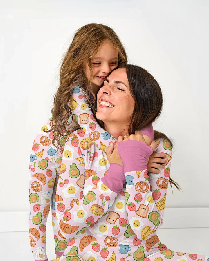 Breakfast Buddies Familien-Pyjama-Set aus Bambus für Damen