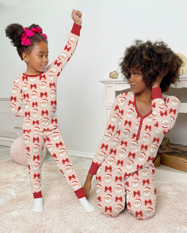 Preppy Coquette Santa Mommy And Me Matching Bamboo Women Pajama Set
