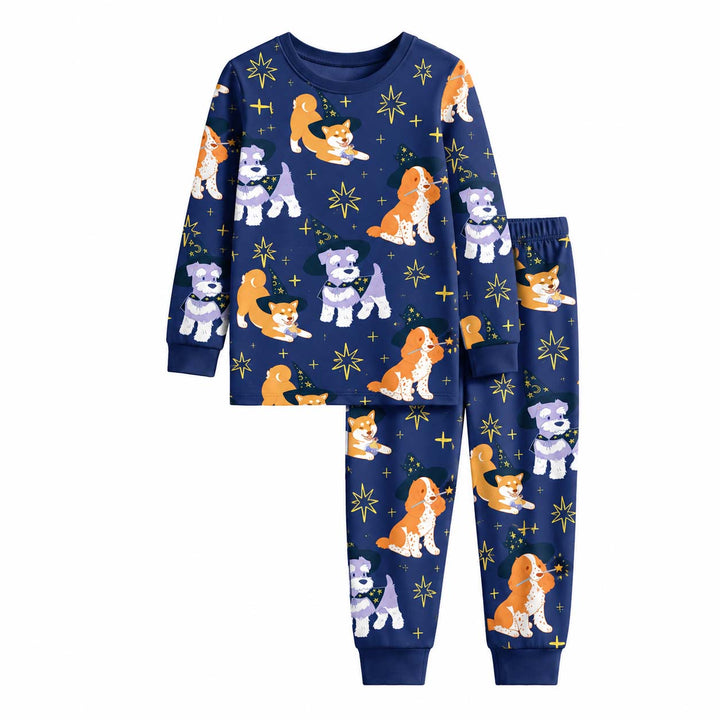 Magical Witch Dogs Bamboo Two Piece Long Sleeve Pajama Set