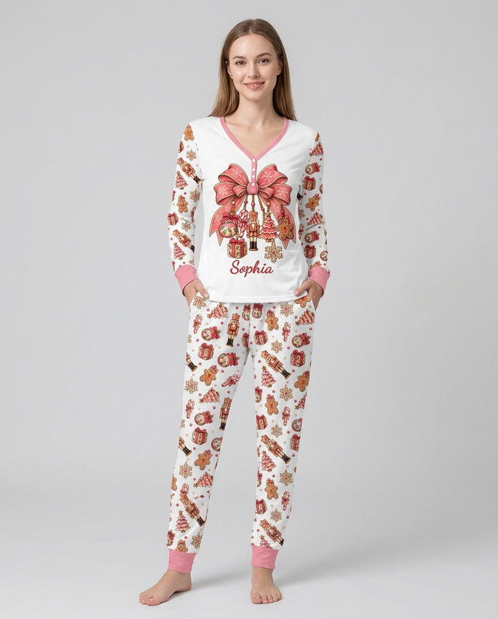 Custom Name Nutcracker The Bow Bamboo Women Pajama Set