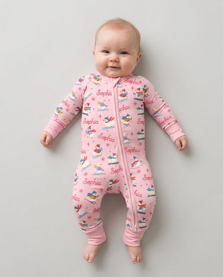 Custom Name Skiing Goose Bamboo Convertible Zippy