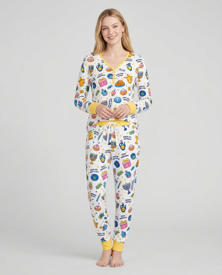 Kawaii Menorah Holiday Bamboo Women Pajama Set
