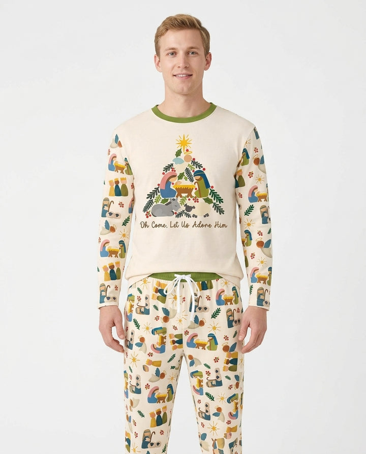 Oh Come, Let Us Adore Him Family Matching Bamboo Men's Pajama Set