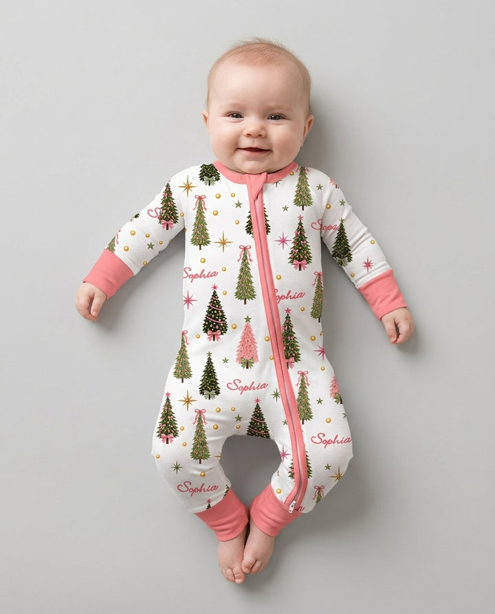Custom Name Merry Christmas Tree Bamboo Convertible Zippy