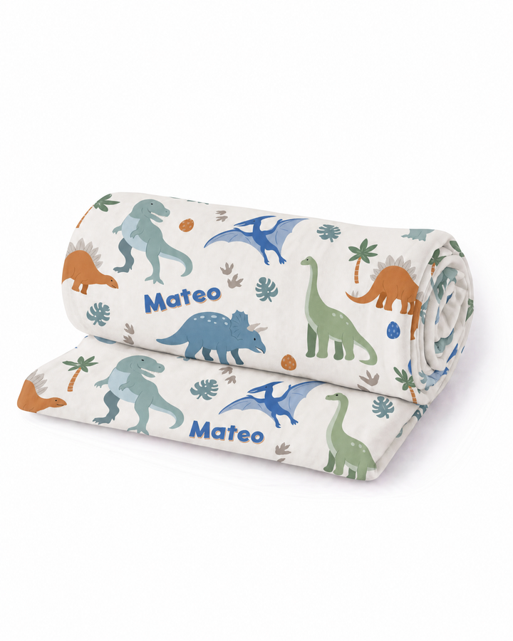 Personalized Little Fossil Neutral Bamboo Swaddle Blanket