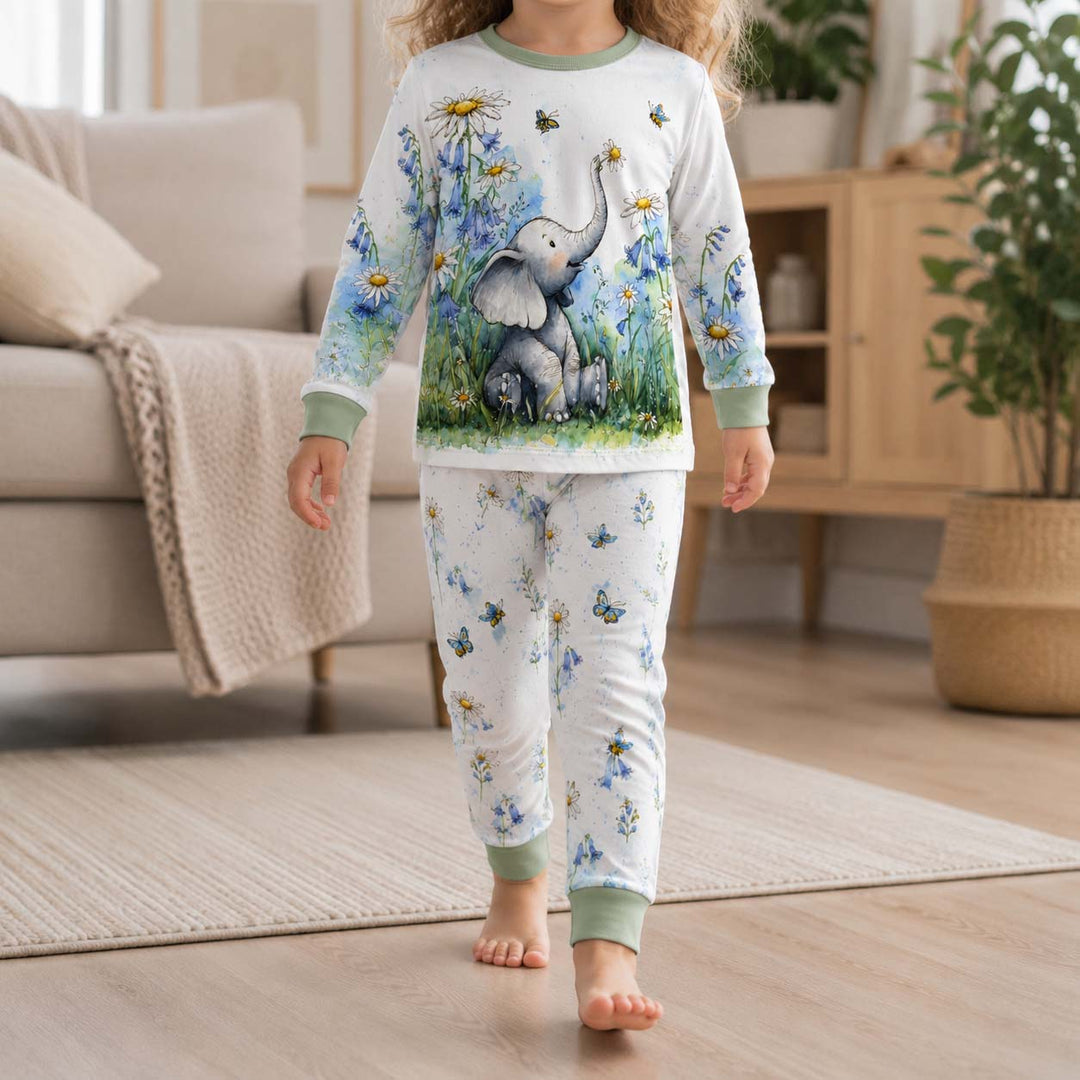 Meadow Elephant Dreams Bamboo Two Piece Long Sleeve Pajama Set