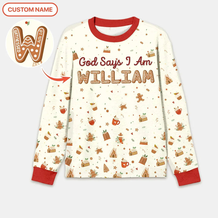 GingerBread God Says I Am Custom Name Men's Pajama Set , GingerBread God Says I Am Custom Name Men's Pajama Set - Only Shirt / XS
