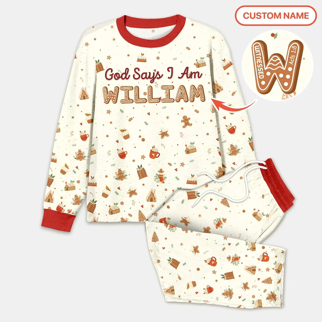 GingerBread God Says I Am Custom Name Men's Pajama Set , GingerBread God Says I Am Custom Name Men's Pajama Set - Only Shirt / XS