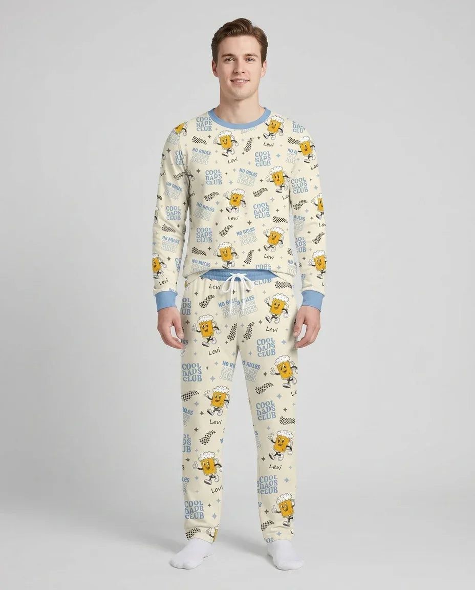 Custom Name Cool Club Daddy & Me Matching Bamboo Men's Pajama Set