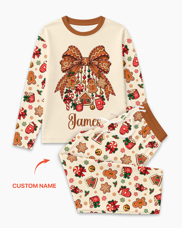Custom Name Gingerbread The Bow Bamboo Men's Pajama Set