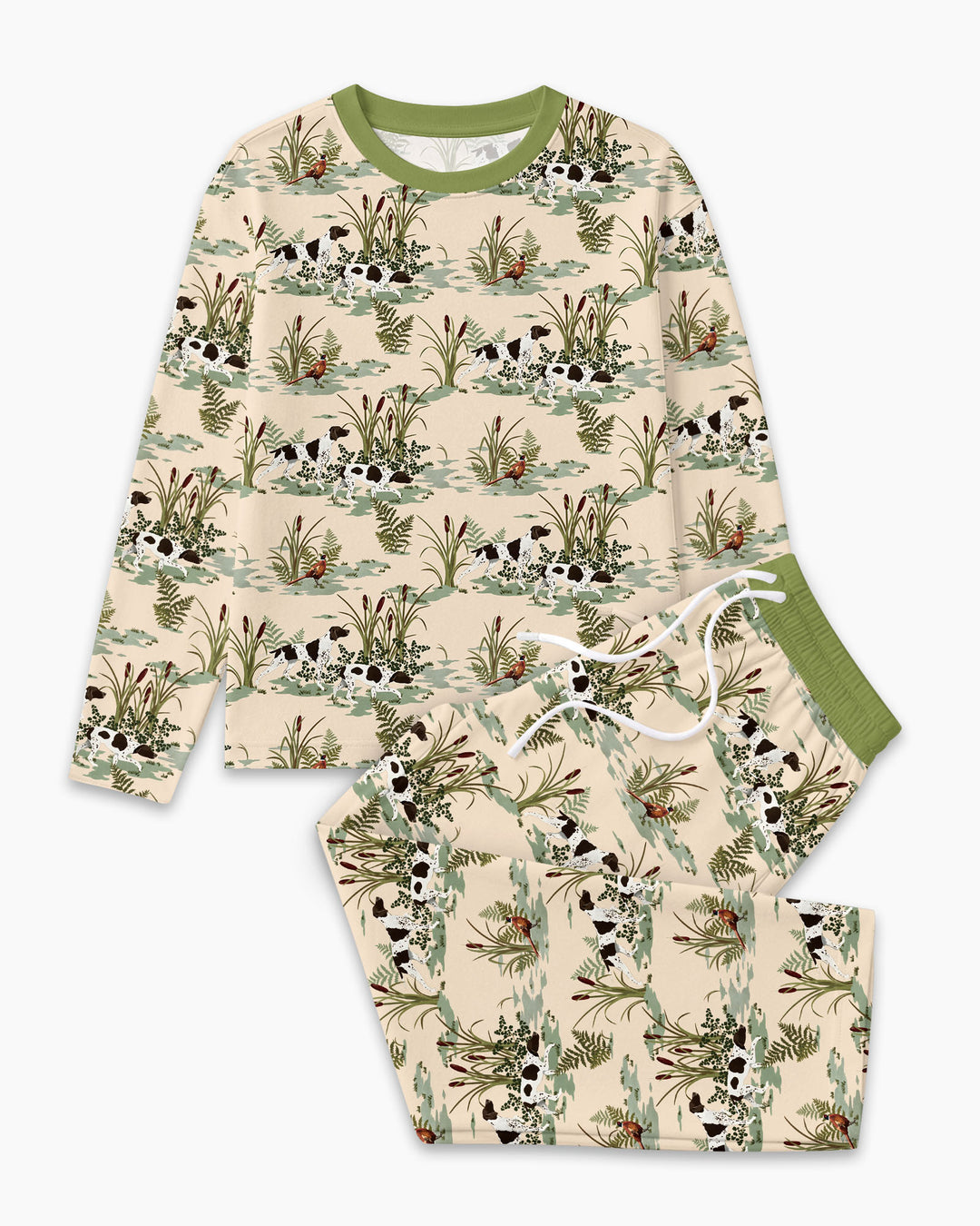 Vintage Pheasant & Hunting Dog Field Family Matching Bamboo Men's Pajama Set