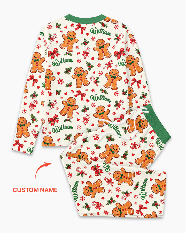 Custom Name Gingerbread Bamboo Men's Pajama Set