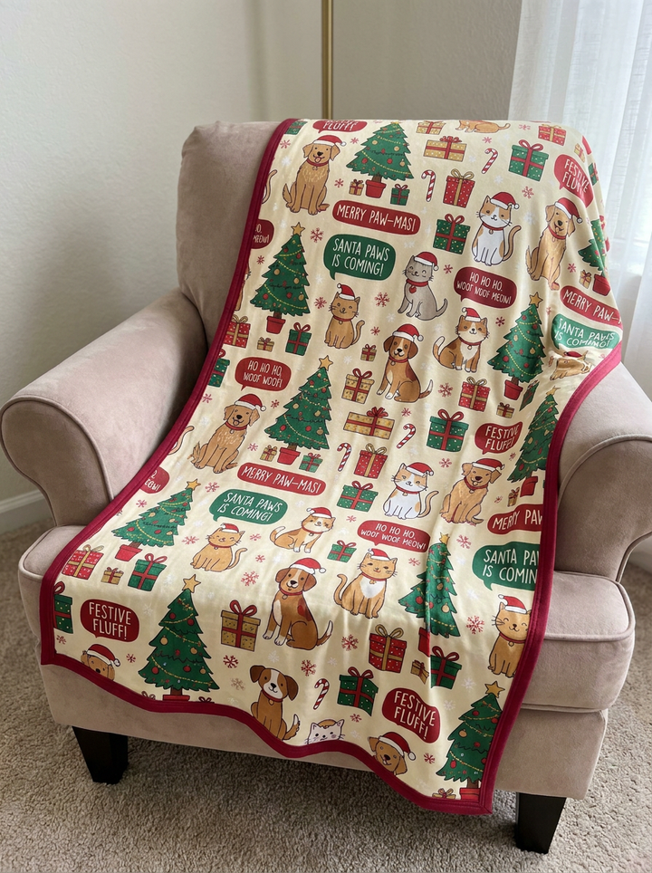 Merry Paws Christmas Bamboo Blanket