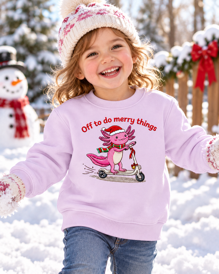 Off To Do Merry Things Embroidered Bamboo Crewneck Sweatshirt