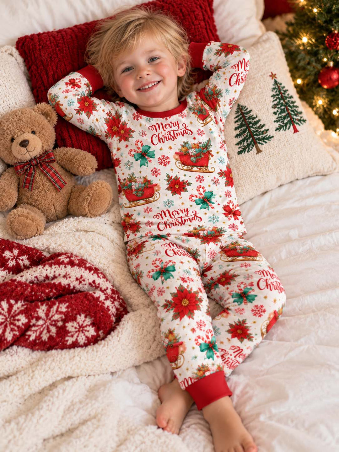 Merry Christmas Holiday Magic Bamboo Two Piece Long Sleeve Pajama Set