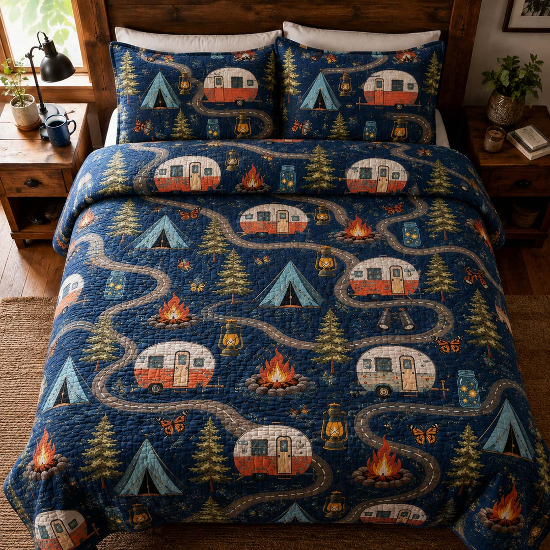 Midnight Camper Trails Bamboo Quilt Bedding Set