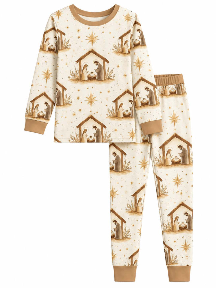 Minimal Nativity Star Bamboo Two Piece Long Sleeve Pajama Set