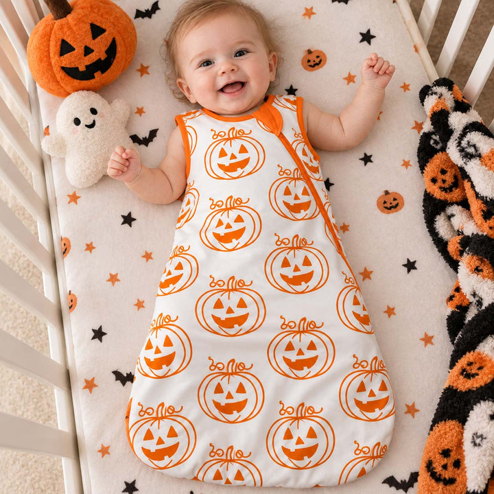 Minimal Pumpkin Faces Bamboo Sleep Bag