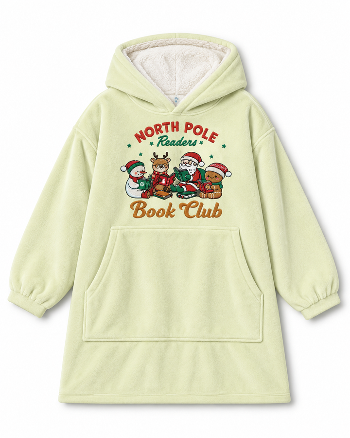 North Pole Reader Book Club Embroidered Blanket Hoodie