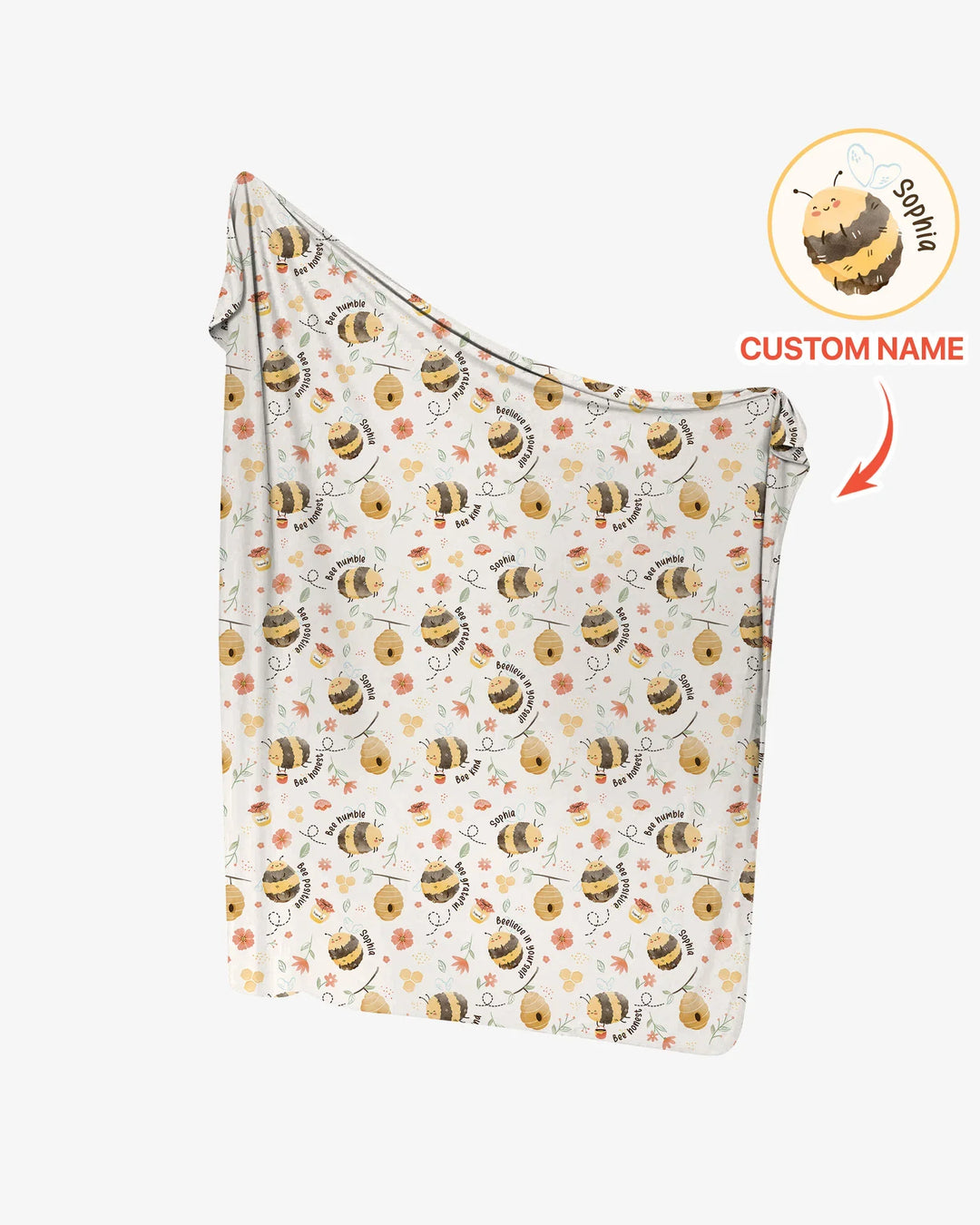 Bee Kind Custom Name swaddle blanket